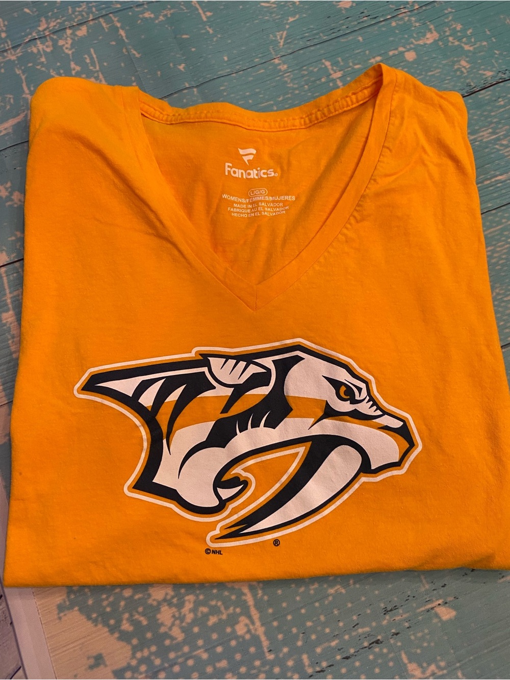 Fanatics Yellow Nashville Predators V-Neck Tee